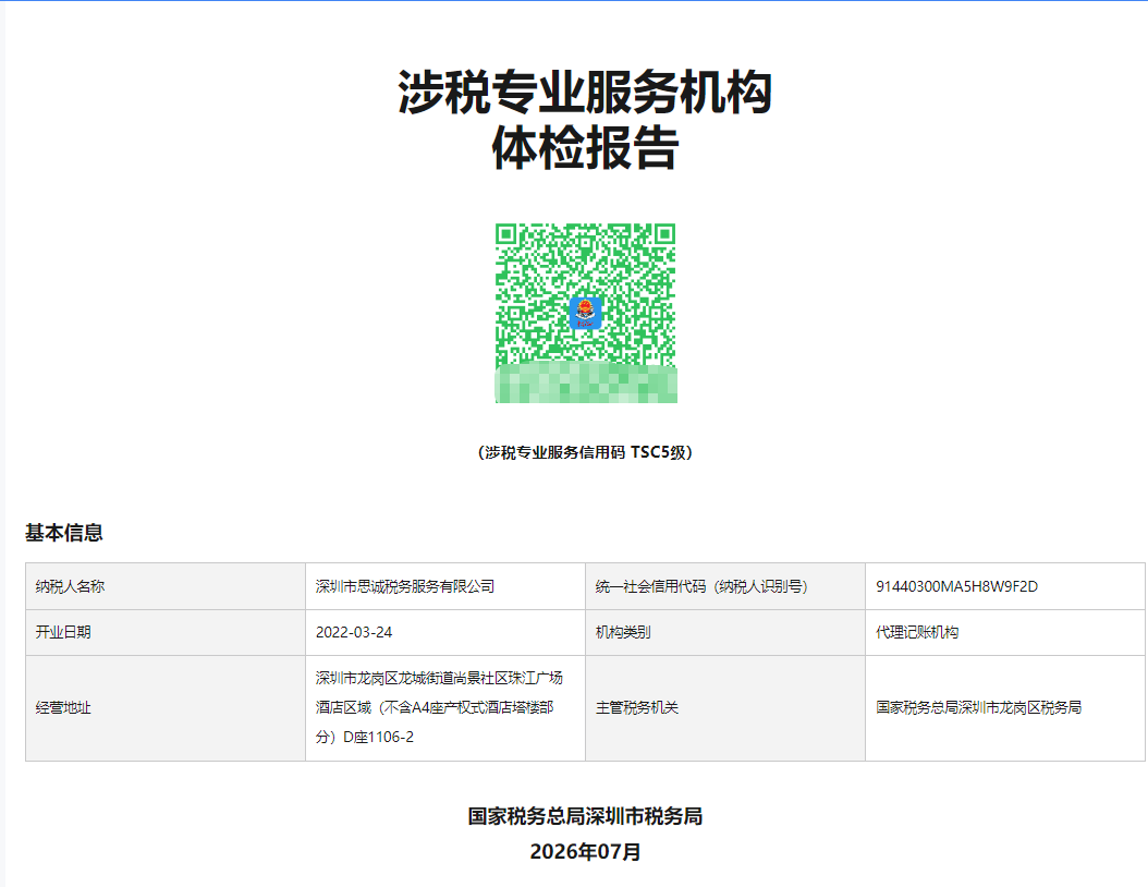 涉税专业服务机构体检报告