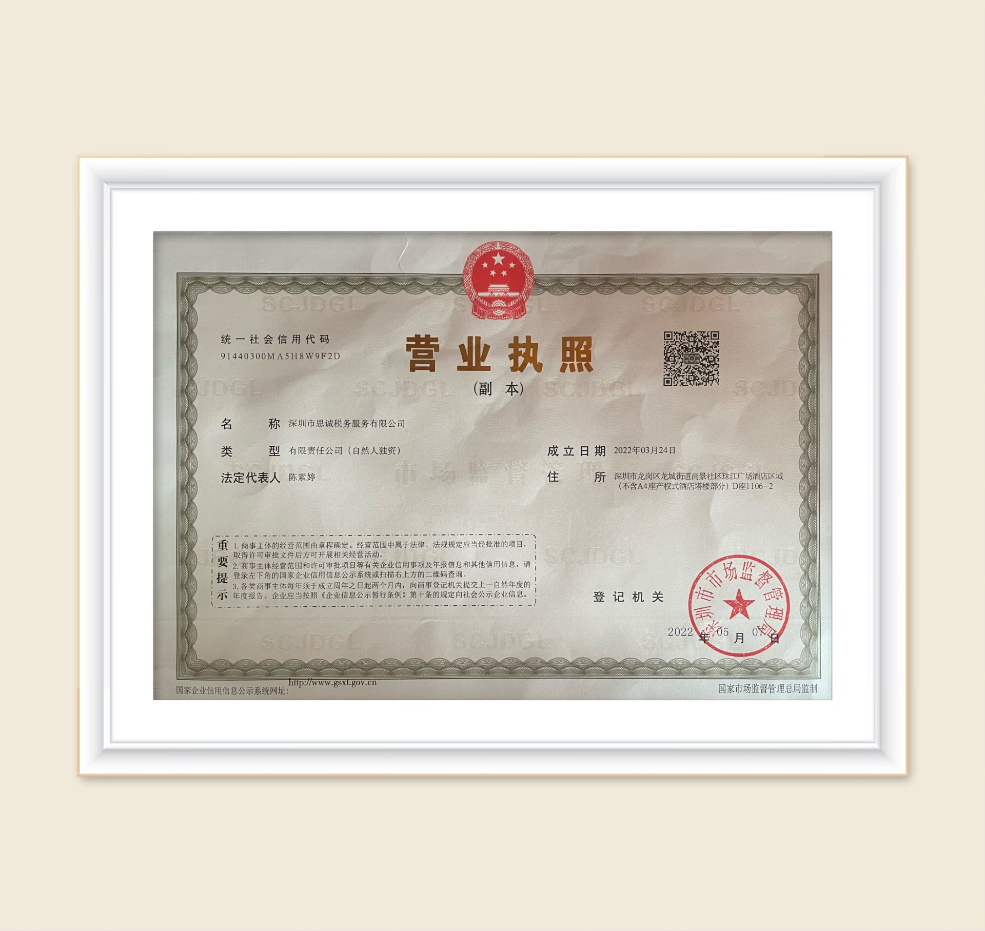 营业执照副本 - 深圳市市场监督管理局